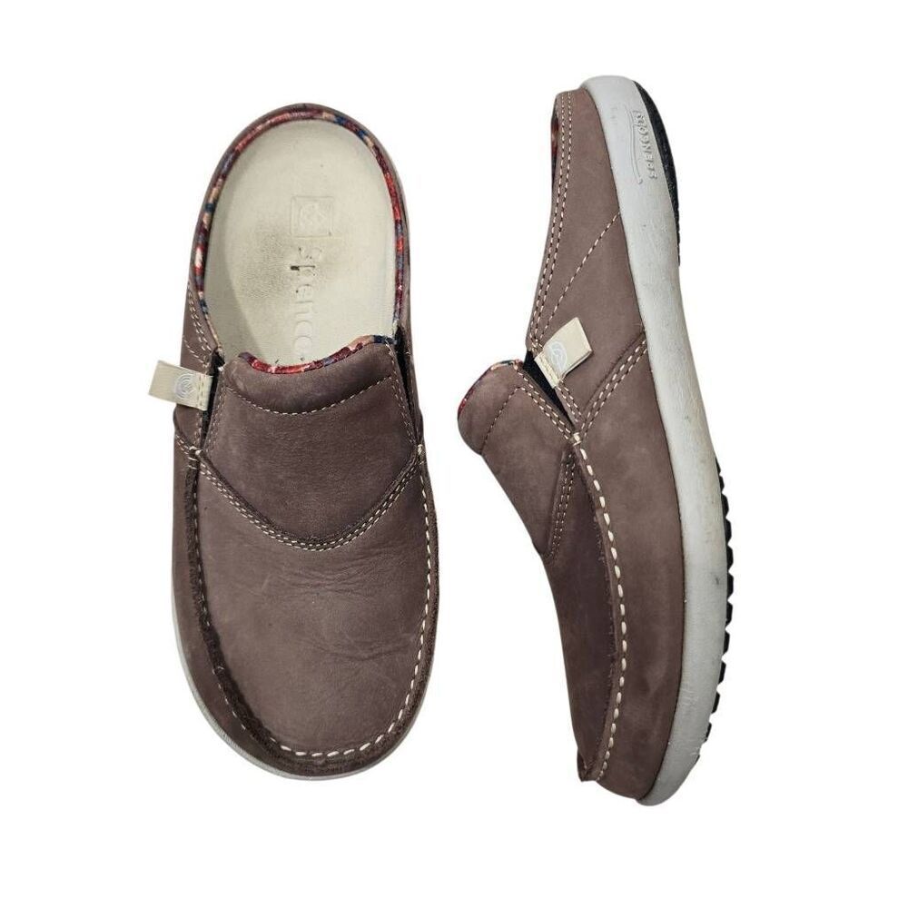 Spenco Mules Women's 6 Brown Leather Slip On Low Top Round Toe Comfort Shoes